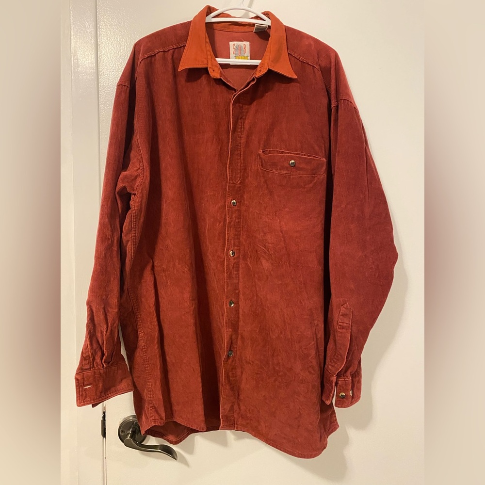 Men's Casual Button Down Shirt - Rust Orange
